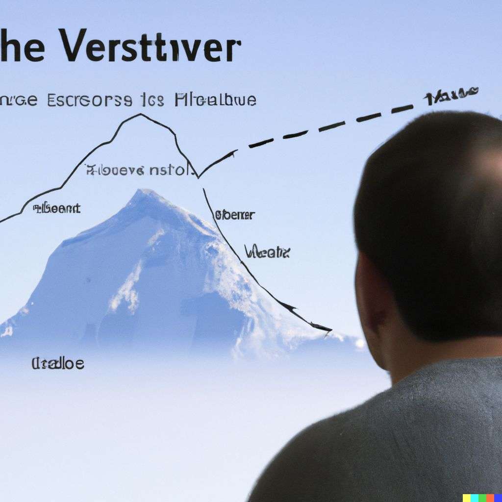 someone gazing at Mount Everest, scientific diagram